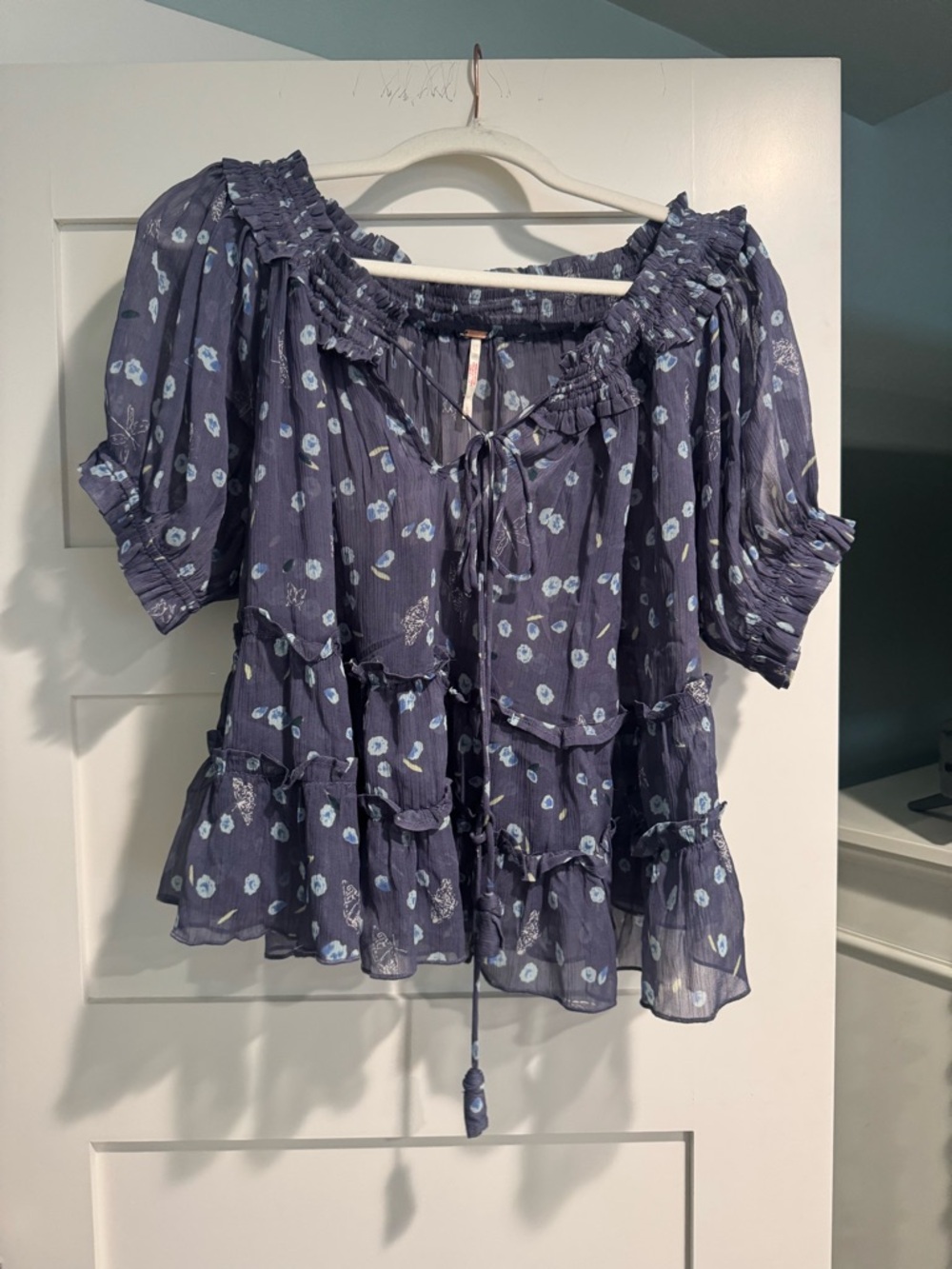 Free People Floral Ruffle Top